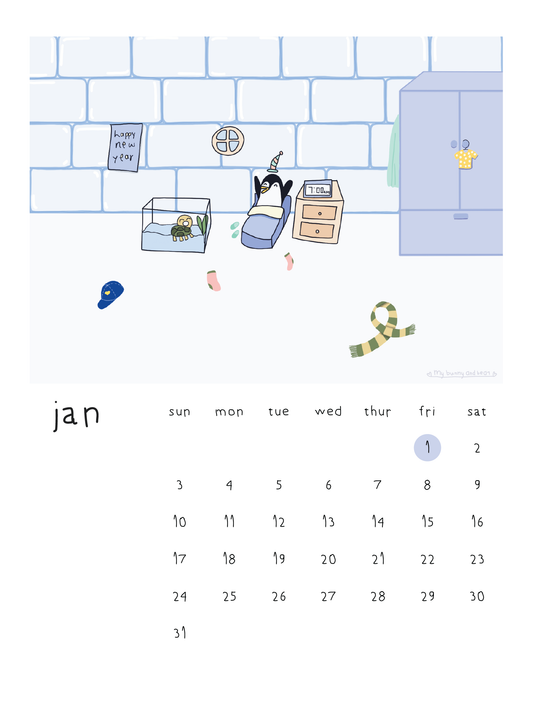 Pre-Order 2027 Penguin Story Desk Calendar | Illustrated by Mommy and Daughter