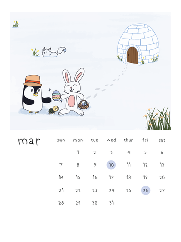 Pre-Order 2027 Penguin Story Desk Calendar | Illustrated by Mommy and Daughter