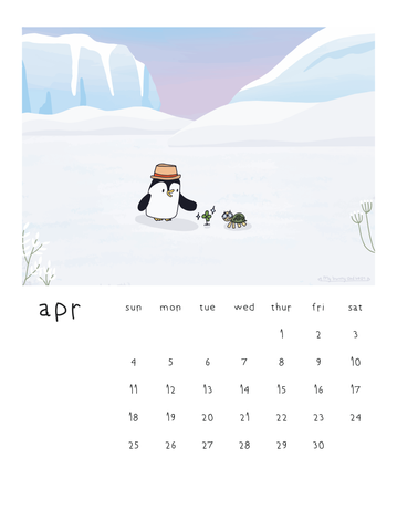 Pre-Order 2027 Penguin Story Desk Calendar | Illustrated by Mommy and Daughter