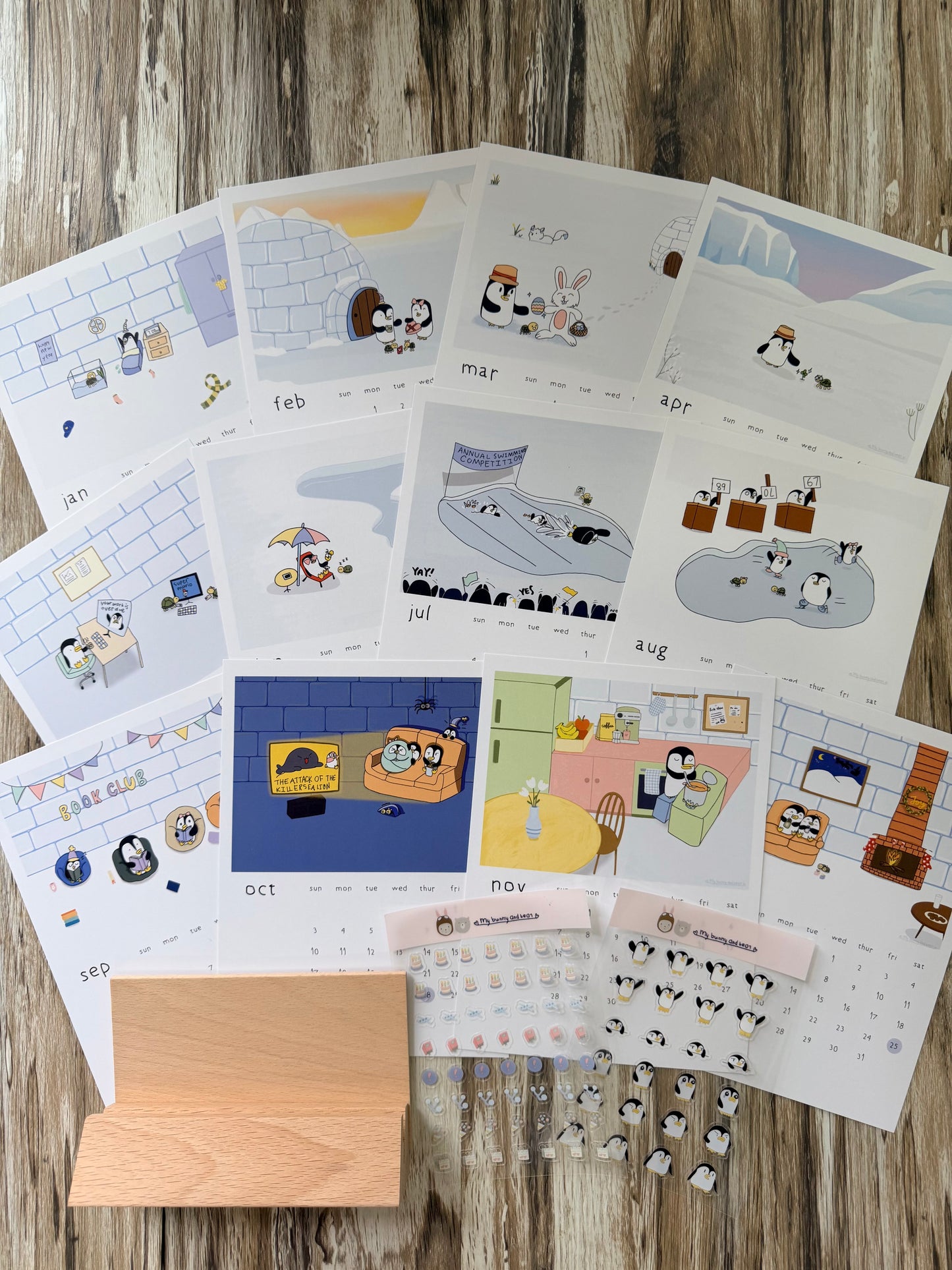 Pre-Order 2027 Penguin Story Desk Calendar | Illustrated by Mommy and Daughter