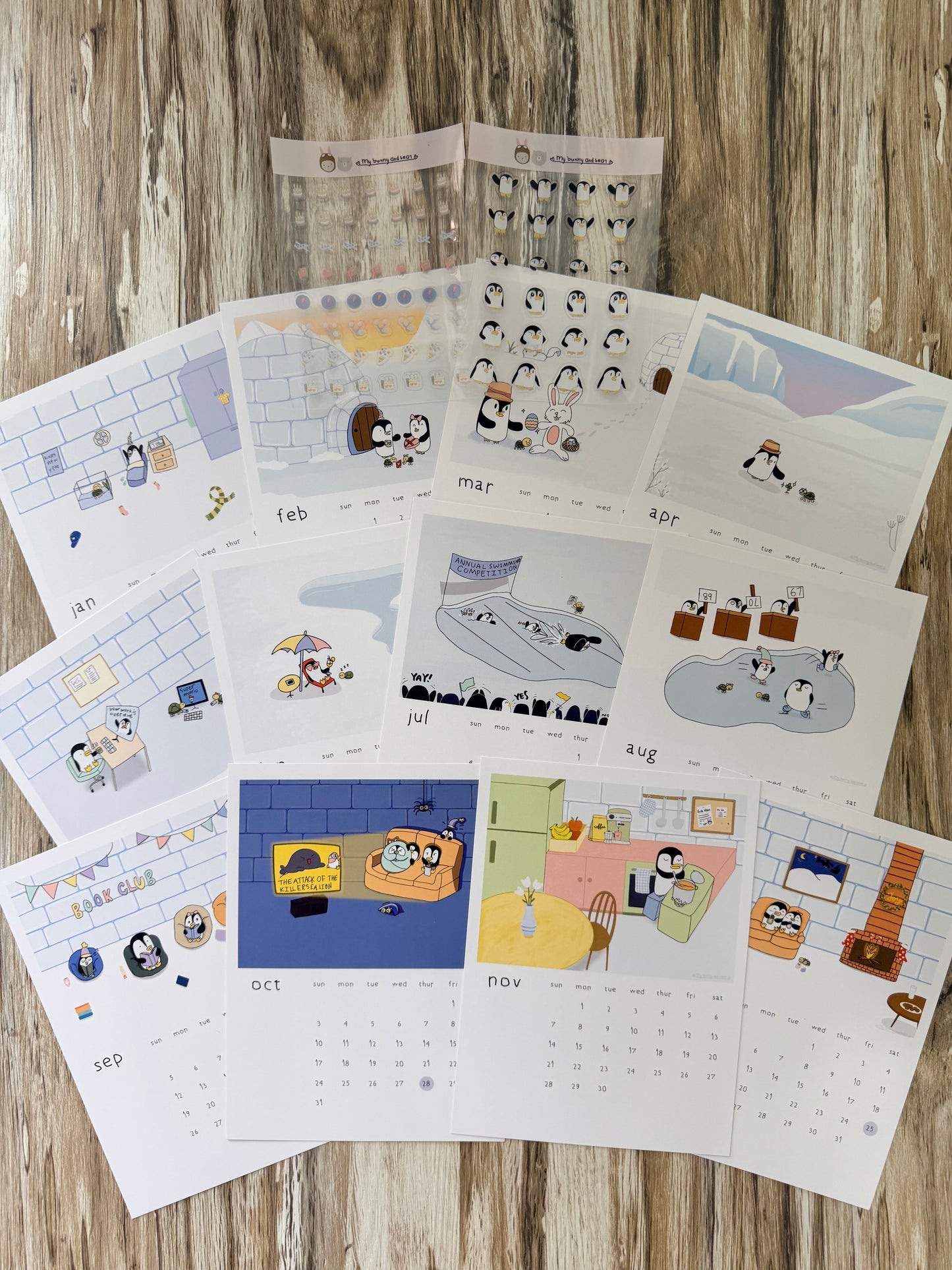 Pre-Order 2027 Penguin Story Desk Calendar | Illustrated by Mommy and Daughter