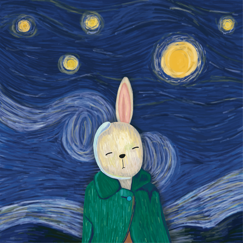 Van Gogh Inspired Bunny Self Portrait