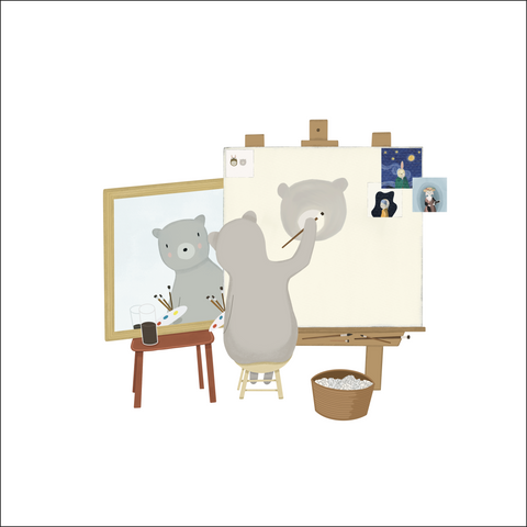 Norman Rockwell's Triple Self Portrait Reimagine - Bear Edition